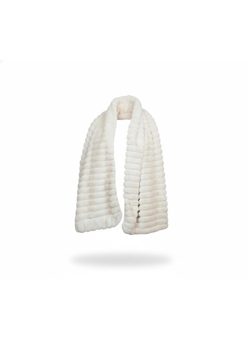 Women's Pleated Faux Fur Scarf – Stylish Winter Wrap with Fringed Edges and High-Density Warmth - Image 1